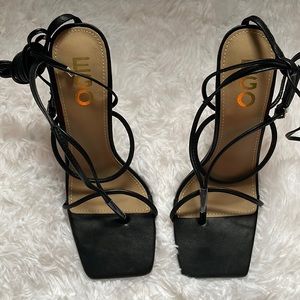 Black 4 inch tie up heels size 6 in women. Heels from Ego Official. UK brand.